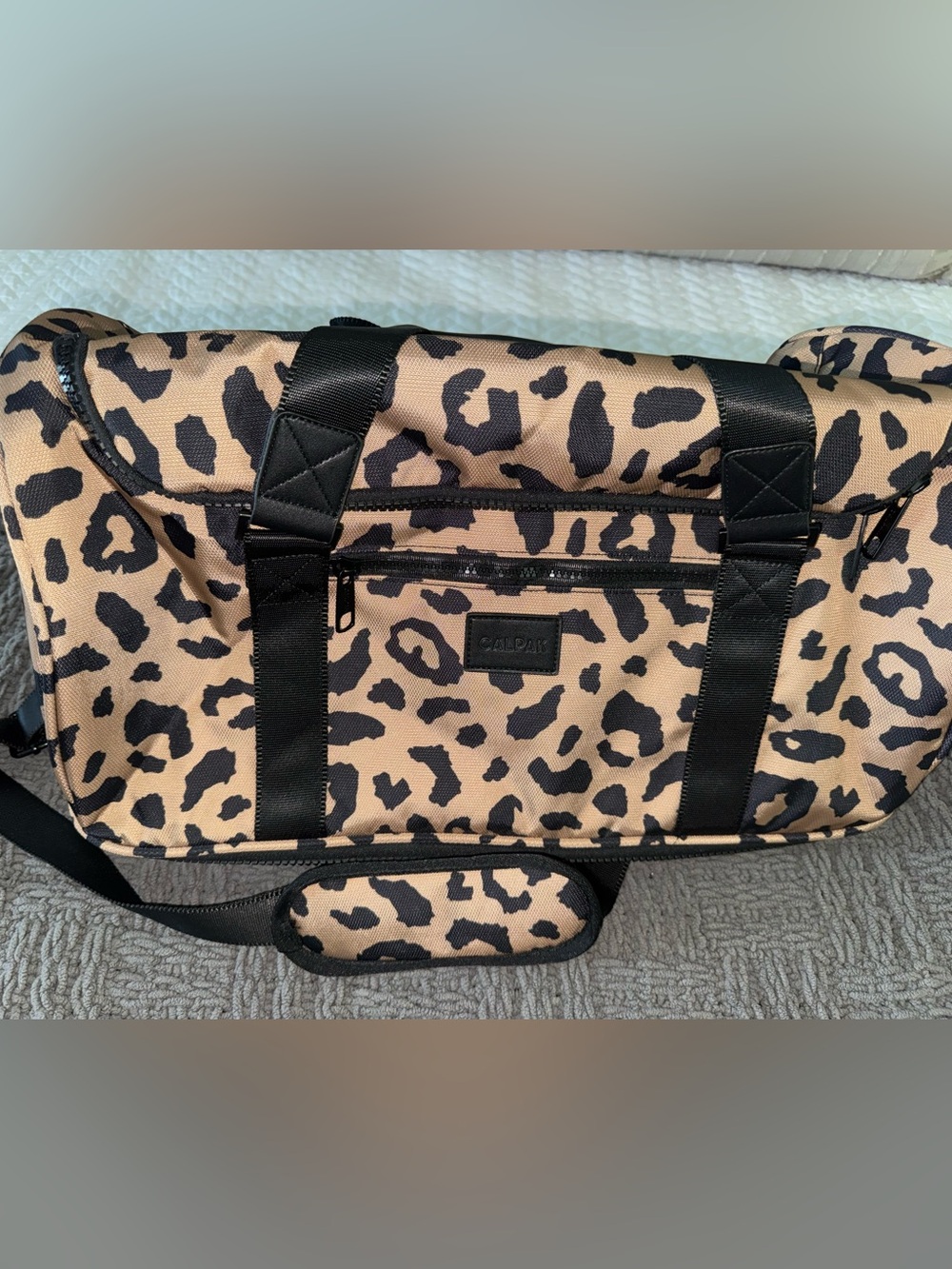 Calpak Leopard-Print Duffel Bag - Tan & Black